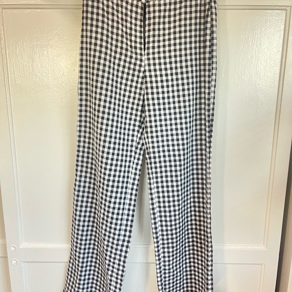 Black and White Checkered Trousers- high waist